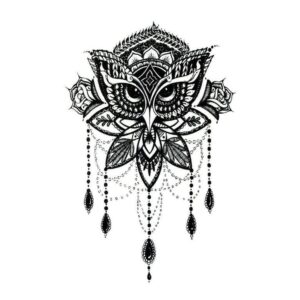 Tatouage ephemere chouette de lotus Tatouage ephemere chouette de lotus