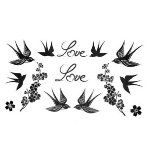 Tatouage ephemere oiseaux d'amour et fleurs Tatouage ephemere oiseaux d'amour et fleurs