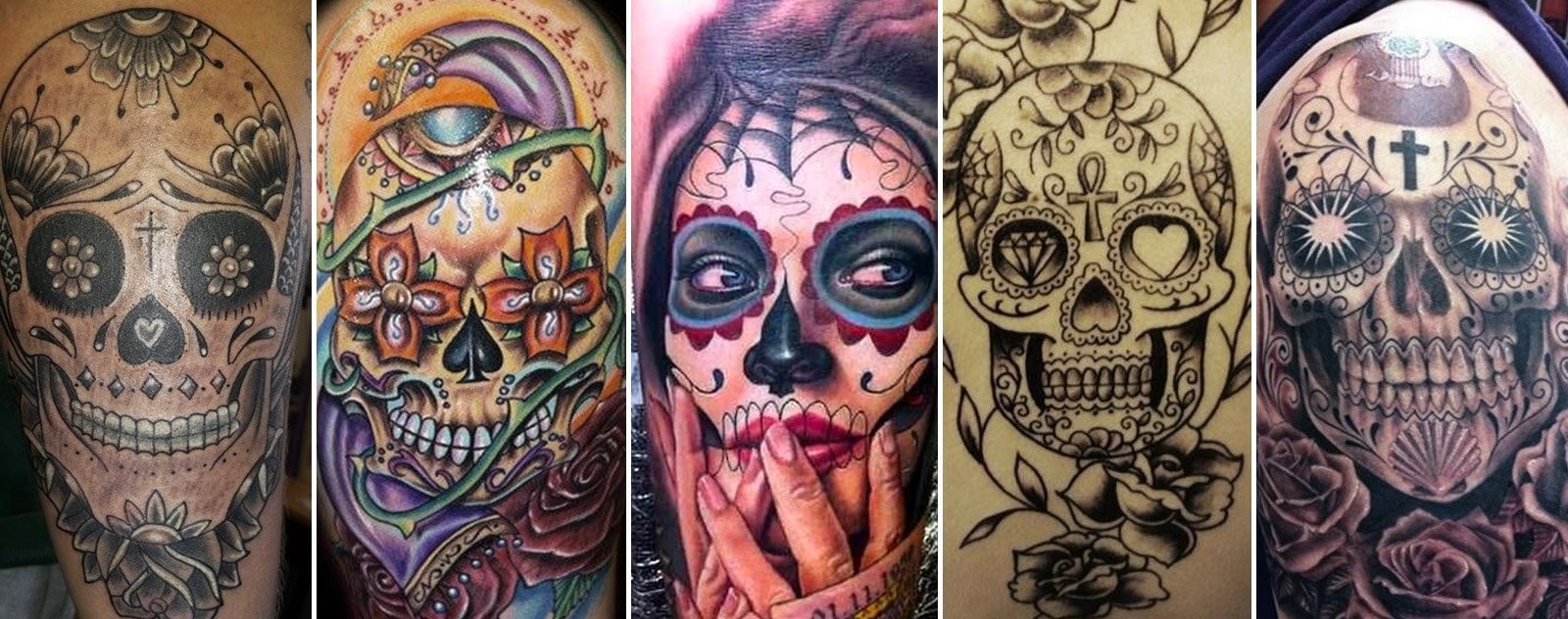 Le jour des morts avec les tatouages temporaires Le jour des morts avec les tatouages temporaires
