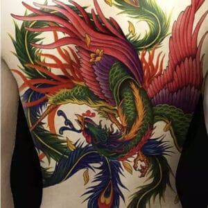 Tatouage ephemere le phenix multicolore
