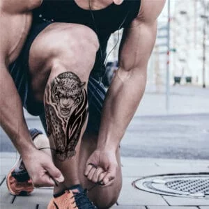 Tatouage ephemere leopard tribal