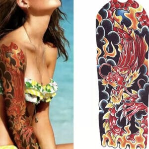 Tatouage ephemere manche du dragon rouge