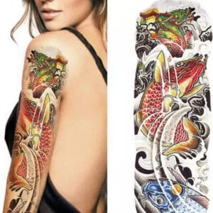 Tatouage ephemere manchon de koï et de dragon