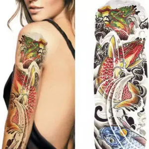 Tatouage ephemere manchon de koï et de dragon