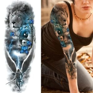 Tatouage ephemere manchon de lion ying yang
