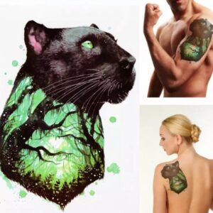 Tatouage ephemere panthère aquarelle