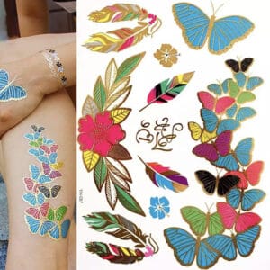 Tatouage ephemere plume et papillon