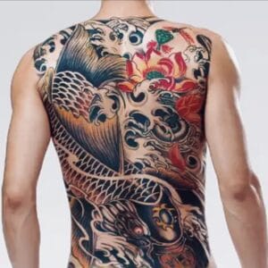 Tatouage ephemere poisson koï argenté