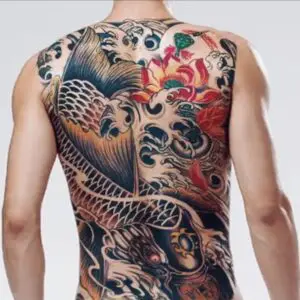 Tatouage ephemere poisson koï argenté