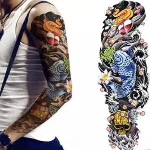 Tatouage ephemere poisson koï manche