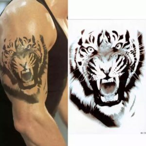 Tatouage ephemere tigre rugissant