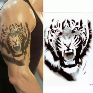 Tatouage ephemere tigre rugissant