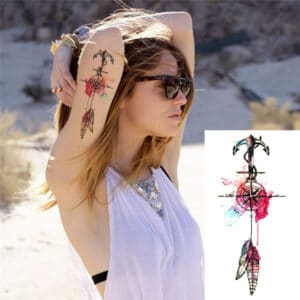 Tatouage ephemere ancre et plume