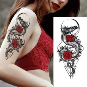 Tatouage ephemere dragon geometrique