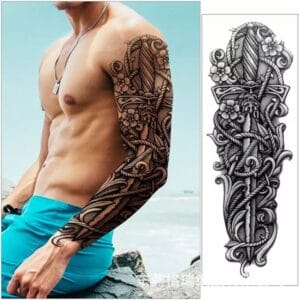 Tatouage ephemere épée médiéviale N &B