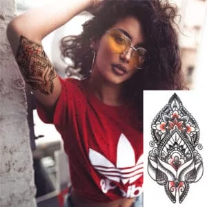 Tatouage ephemere lotus long noir