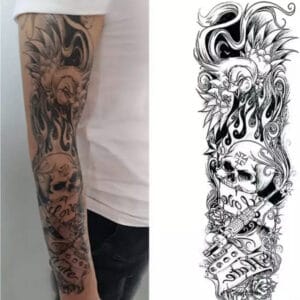 Tatouage ephemere manchette N&B amour et haine