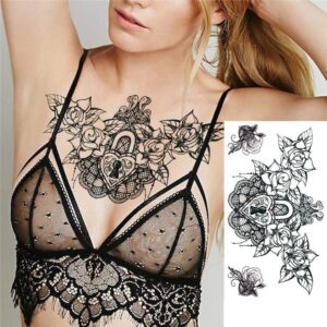 Tatouage ephemere poitrine cœur enfermé
