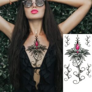 Tatouage ephemere rose bijoux underboob