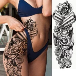 Tatouage ephemere two guns