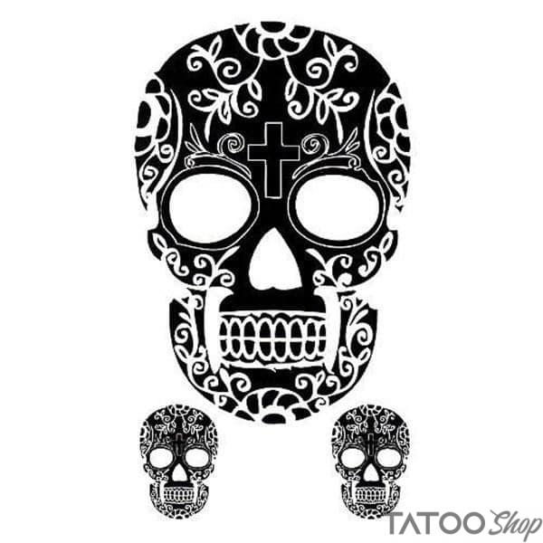 10 Feuilles Tatouages Temporaires Visage Halloween – Crânes, Thème Dia De Los Muertos, Facile à Appliquer, Sûr